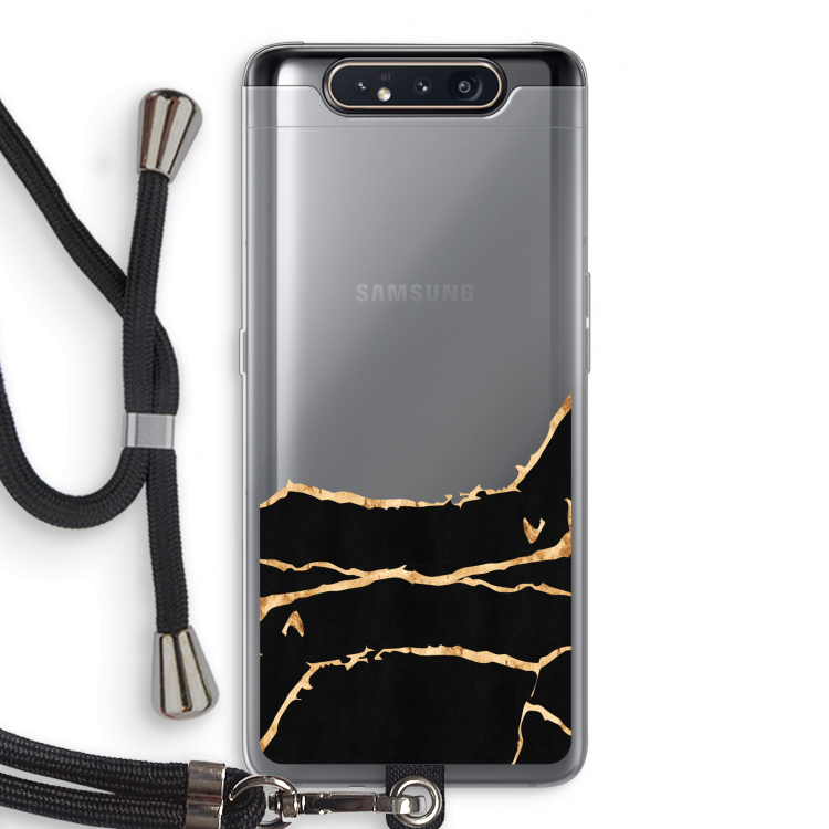 Gouden marmer: Samsung Galaxy A80 Transparant Hoesje met koord