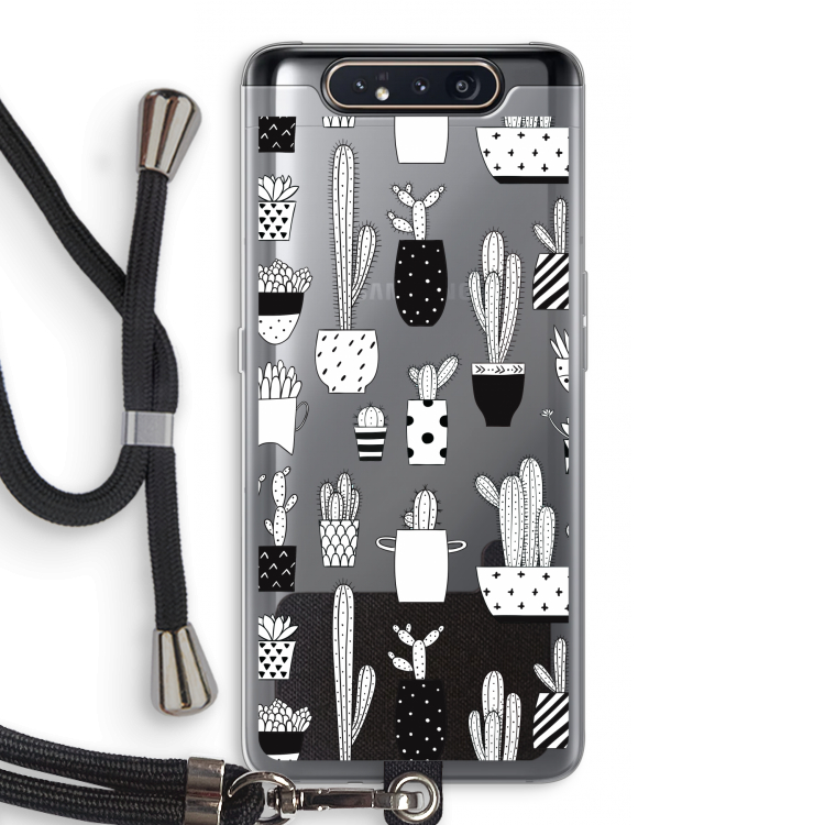 Cactusmotief: Samsung Galaxy A80 Transparant Hoesje met koord