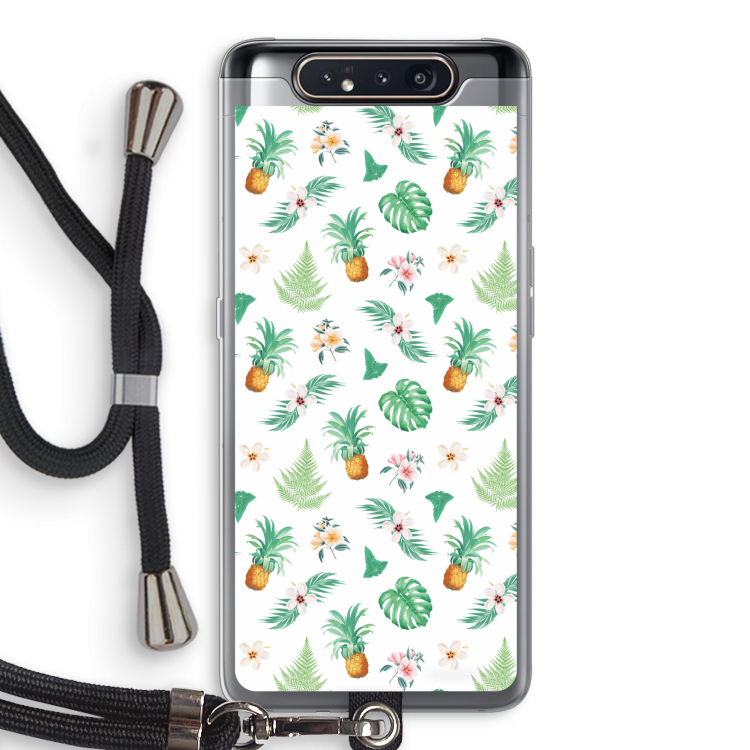 Ananas bladeren: Samsung Galaxy A80 Transparant Hoesje met koord