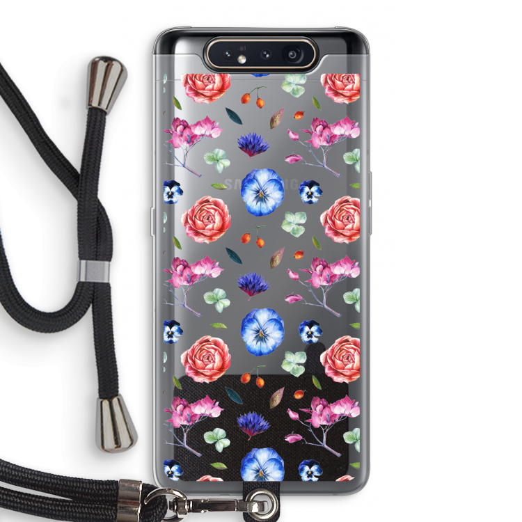Bloemetjes: Samsung Galaxy A80 Transparant Hoesje met koord