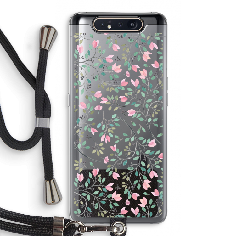 Sierlijke bloemen: Samsung Galaxy A80 Transparant Hoesje met koord