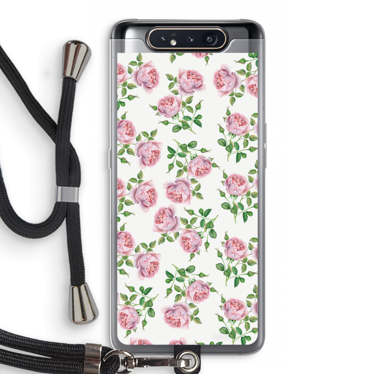 Kleine roosjes: Samsung Galaxy A80 Transparant Hoesje met koord