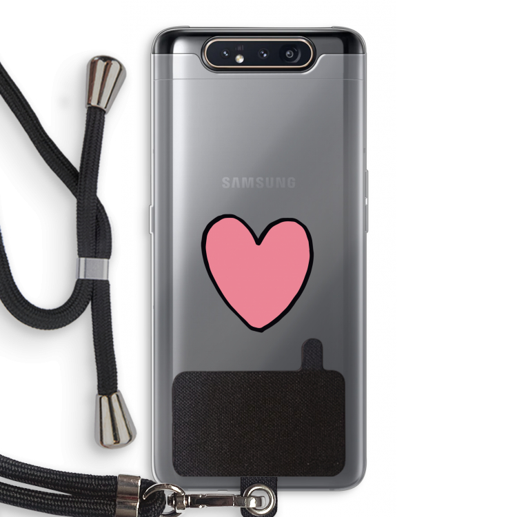 Hartje: Samsung Galaxy A80 Transparant Hoesje met koord