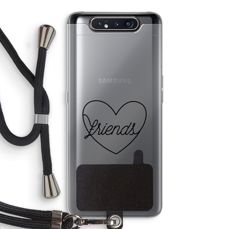 Friends heart black: Samsung Galaxy A80 Transparant Hoesje met koord
