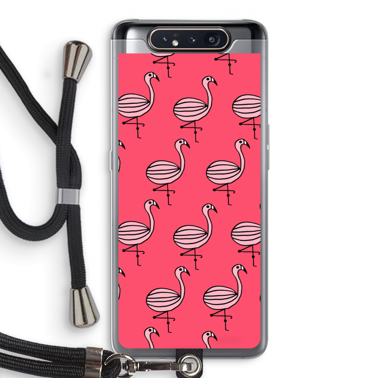 Flamingo: Samsung Galaxy A80 Transparant Hoesje met koord