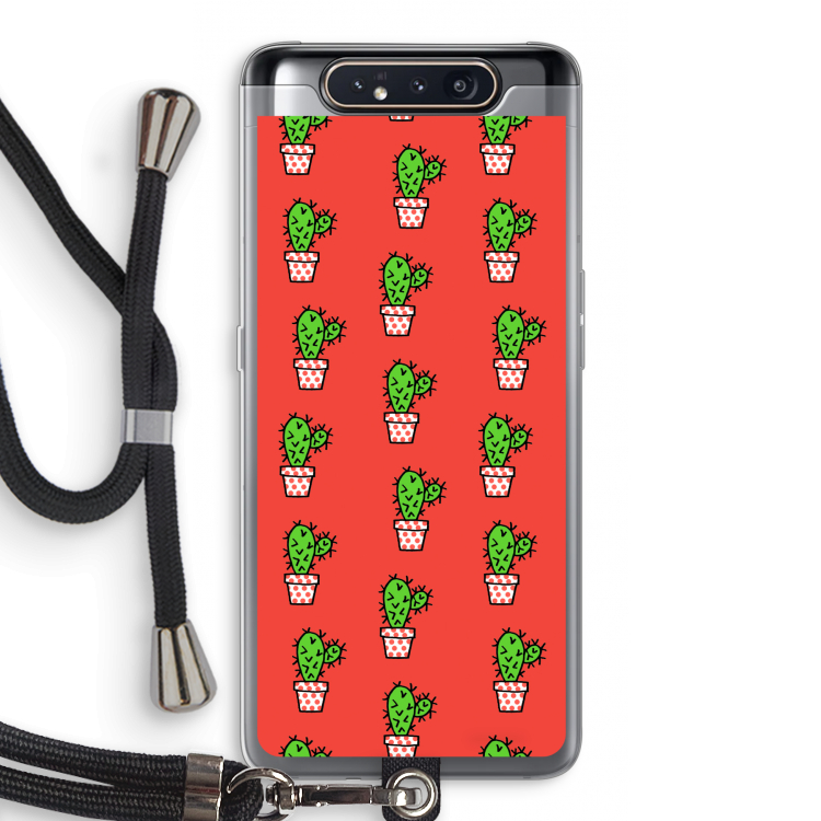Mini cactus: Samsung Galaxy A80 Transparant Hoesje met koord