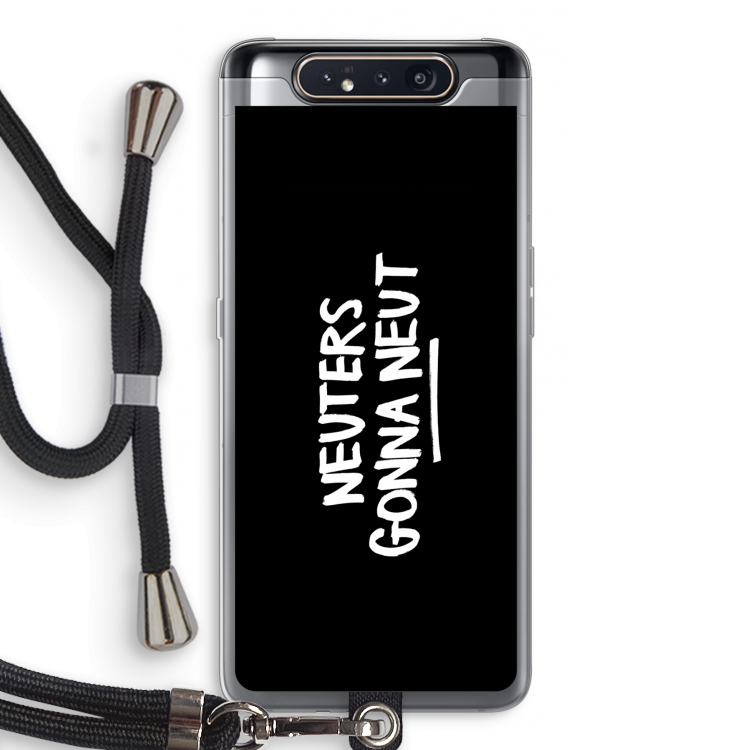 Neuters (zwart): Samsung Galaxy A80 Transparant Hoesje met koord