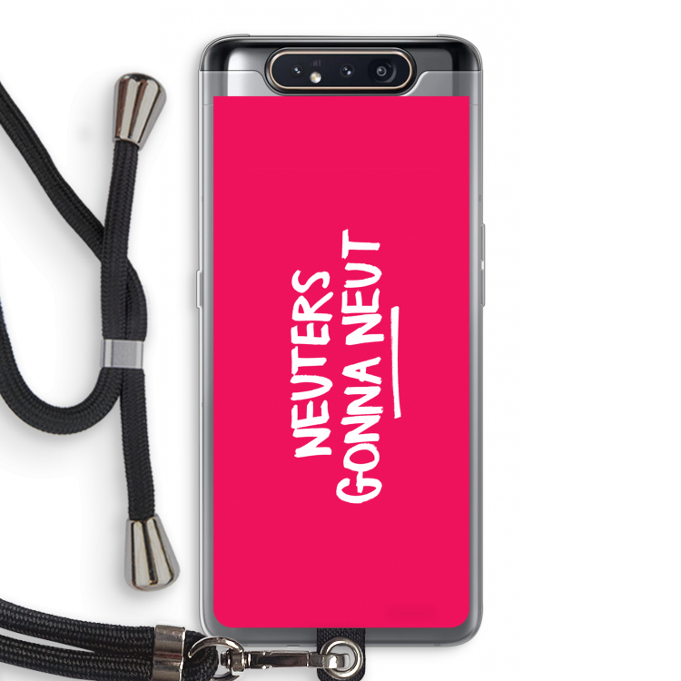 Neuters (roze): Samsung Galaxy A80 Transparant Hoesje met koord
