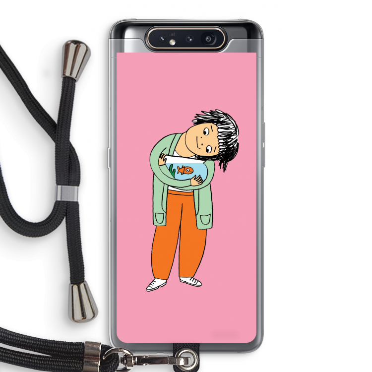 Visknuffel: Samsung Galaxy A80 Transparant Hoesje met koord