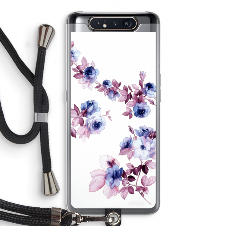 Waterverf bloemen: Samsung Galaxy A80 Transparant Hoesje met koord