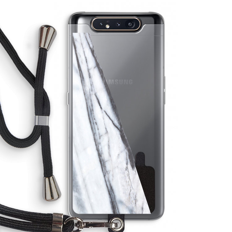 Gestreepte marmer: Samsung Galaxy A80 Transparant Hoesje met koord