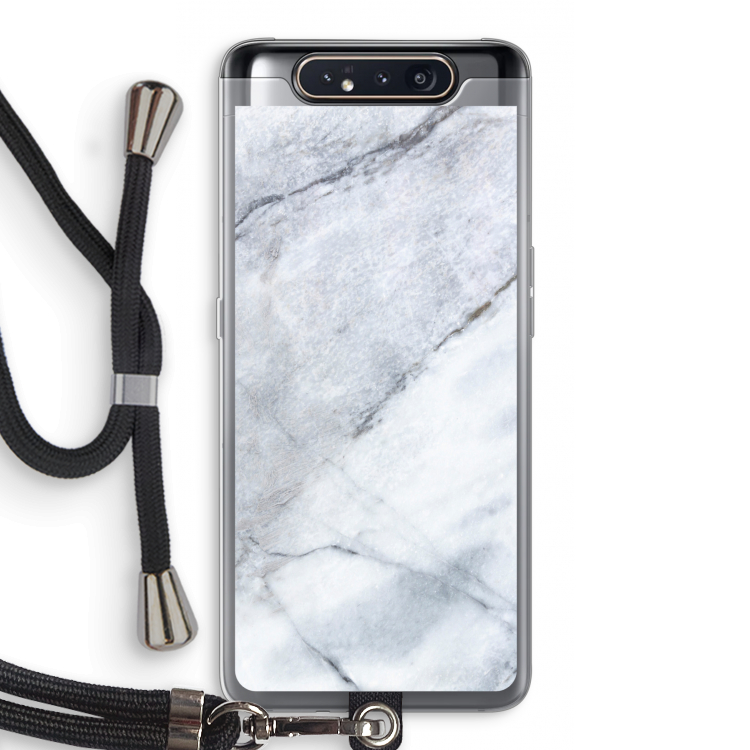 Witte marmer: Samsung Galaxy A80 Transparant Hoesje met koord