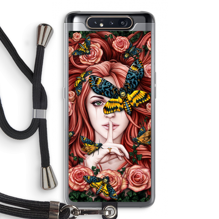 Lady Moth: Samsung Galaxy A80 Transparant Hoesje met koord