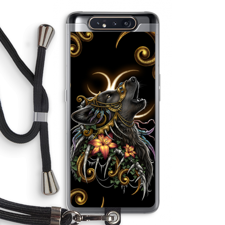 Huilende Wolf: Samsung Galaxy A80 Transparant Hoesje met koord