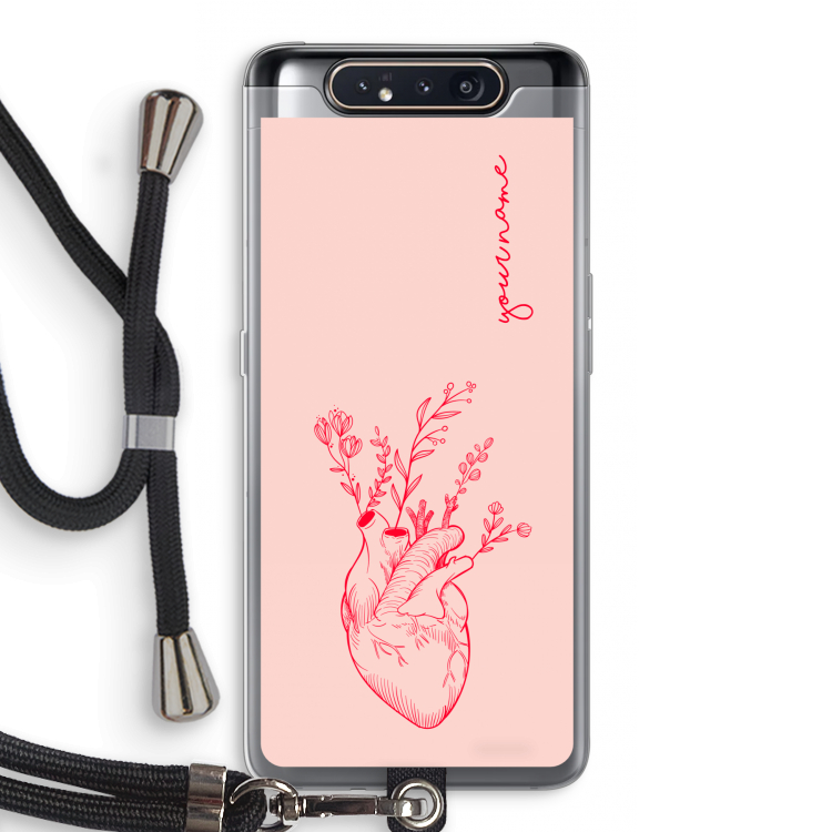 Blooming Heart: Samsung Galaxy A80 Transparant Hoesje met koord