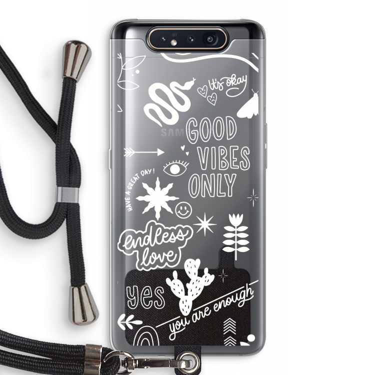 Good vibes: Samsung Galaxy A80 Transparant Hoesje met koord