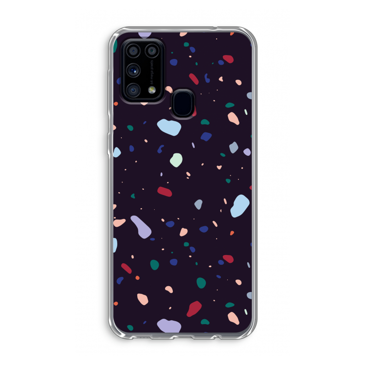 Dark Rounded Terrazzo: Samsung Galaxy M31 Transparant Hoesje