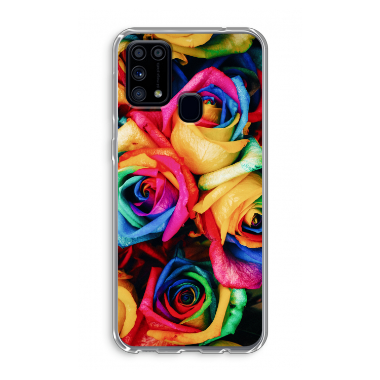Neon bloemen: Samsung Galaxy M31 Transparant Hoesje