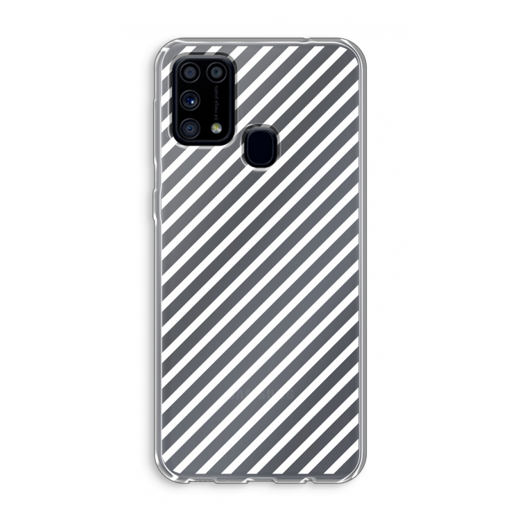 Strepen zwart-wit: Samsung Galaxy M31 Transparant Hoesje