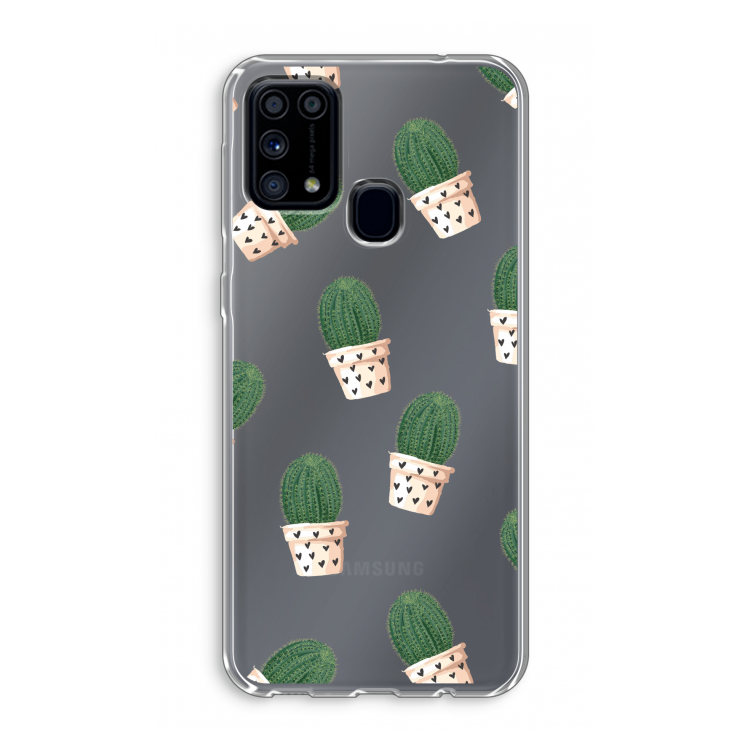 Cactusprint roze: Samsung Galaxy M31 Transparant Hoesje