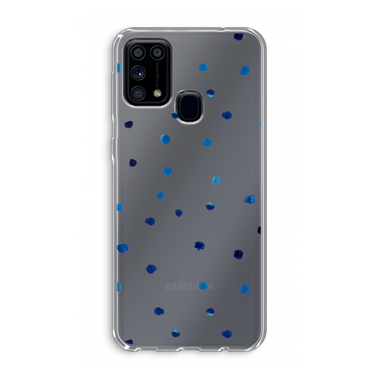 Blauwe stippen: Samsung Galaxy M31 Transparant Hoesje