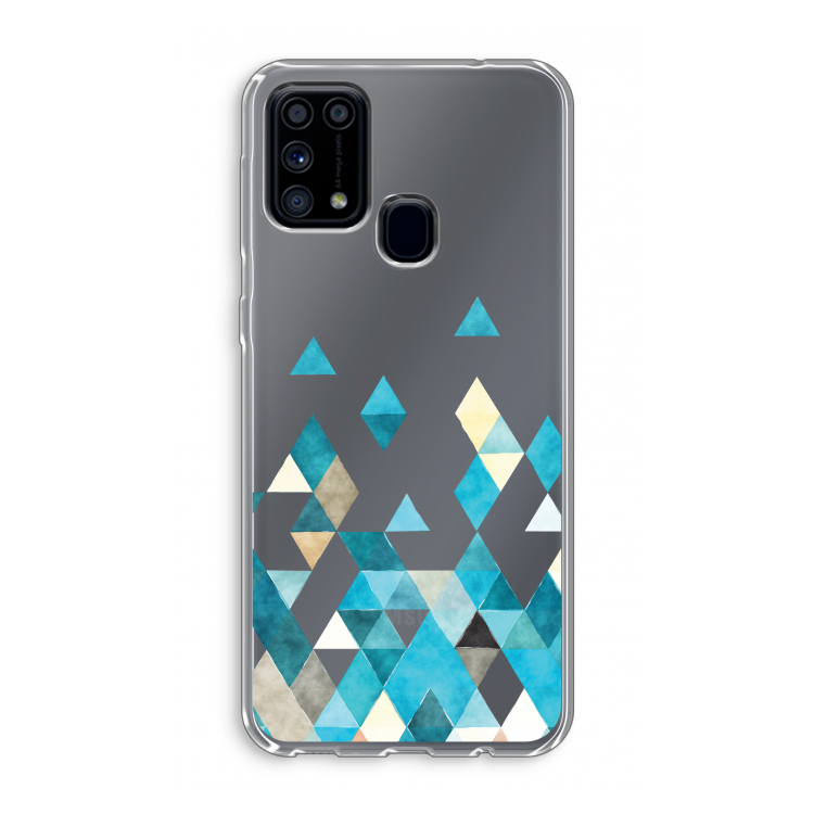 Gekleurde driehoekjes blauw: Samsung Galaxy M31 Transparant Hoesje