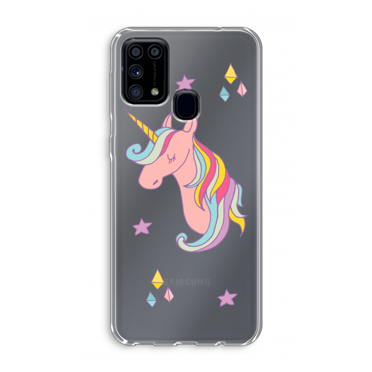 Roze eenhoorn: Samsung Galaxy M31 Transparant Hoesje
