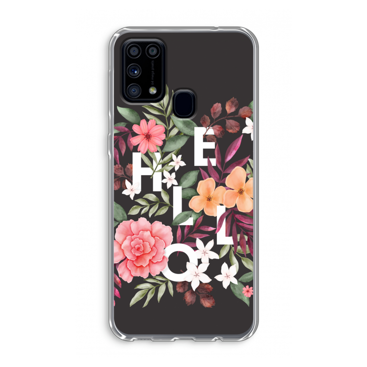Hello in flowers: Samsung Galaxy M31 Transparant Hoesje