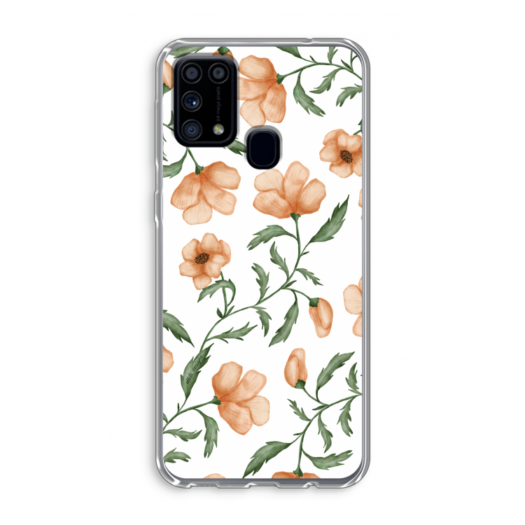 Peachy flowers: Samsung Galaxy M31 Transparant Hoesje