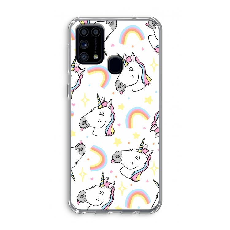 Rainbow Unicorn: Samsung Galaxy M31 Transparant Hoesje