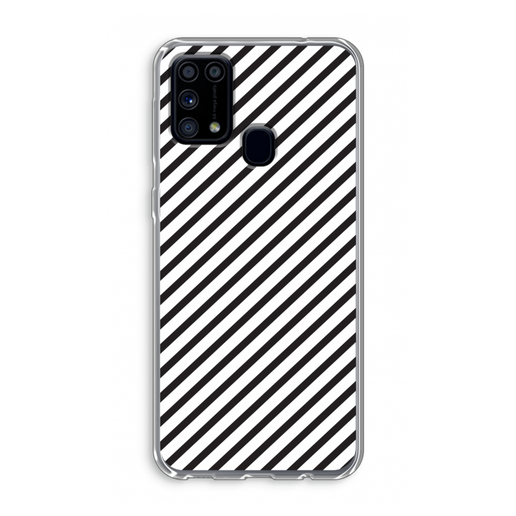 Strepen zwart-wit: Samsung Galaxy M31 Transparant Hoesje
