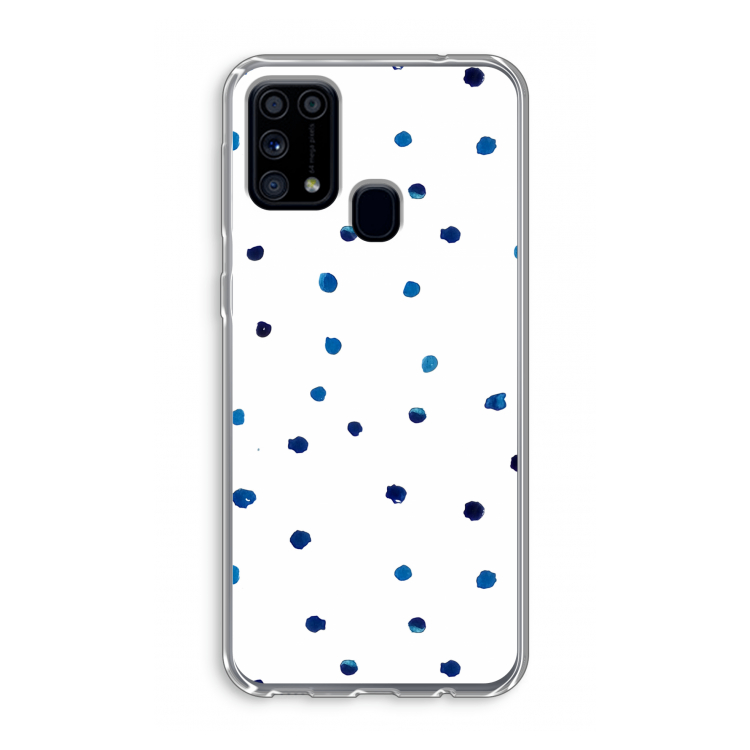 Blauwe stippen: Samsung Galaxy M31 Transparant Hoesje