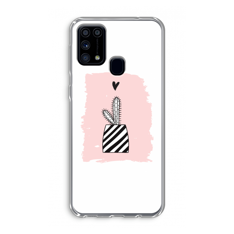 Zwart-wit cactus: Samsung Galaxy M31 Transparant Hoesje