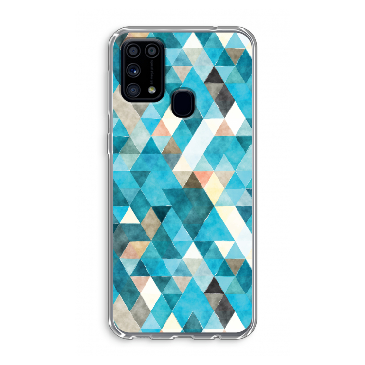 Gekleurde driehoekjes blauw: Samsung Galaxy M31 Transparant Hoesje