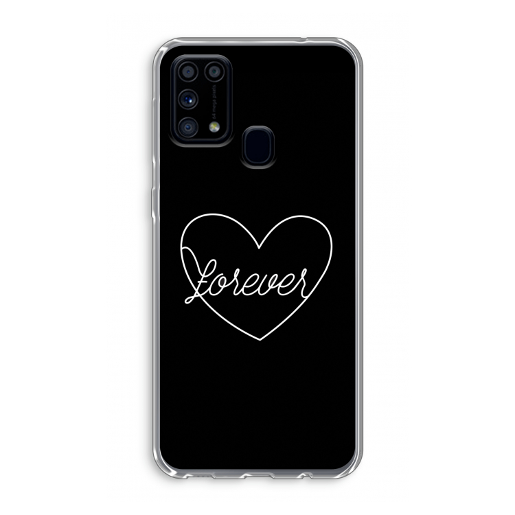 Forever heart black: Samsung Galaxy M31 Transparant Hoesje