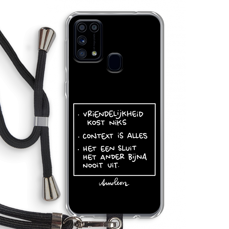 Mijn Motto's: Samsung Galaxy M31 Transparant Hoesje met koord