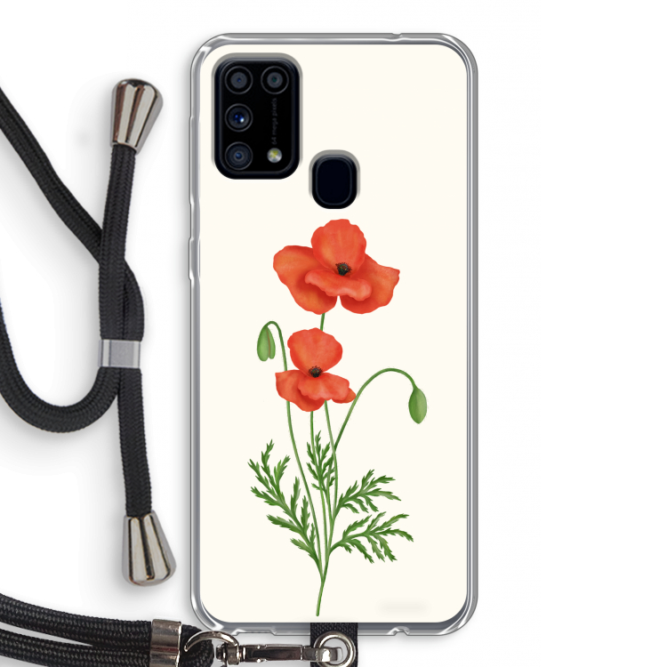Red poppy: Samsung Galaxy M31 Transparant Hoesje met koord