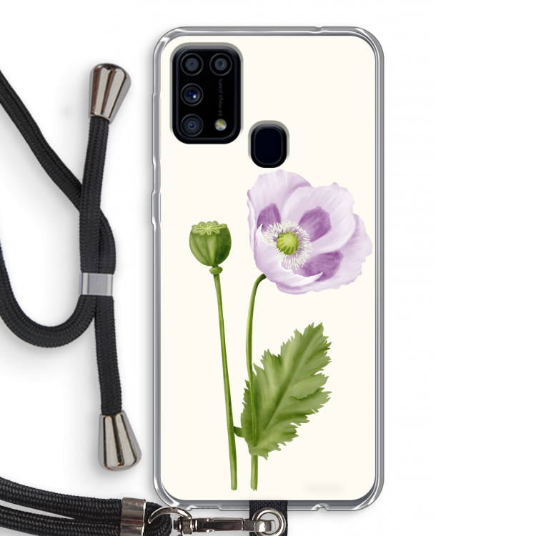 Purple poppy: Samsung Galaxy M31 Transparant Hoesje met koord