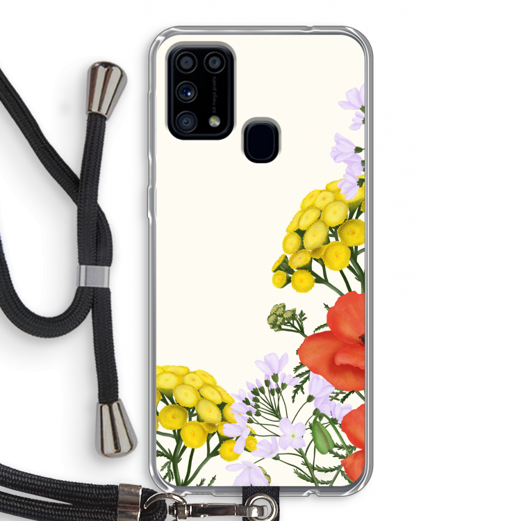 Wilde bloemen: Samsung Galaxy M31 Transparant Hoesje met koord