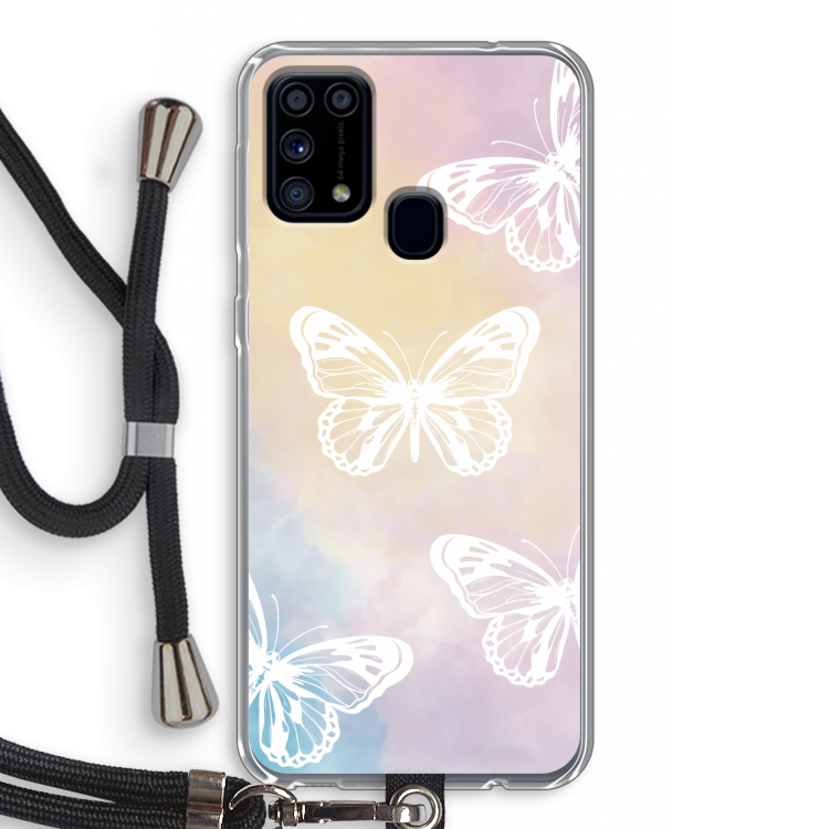 White butterfly: Samsung Galaxy M31 Transparant Hoesje met koord