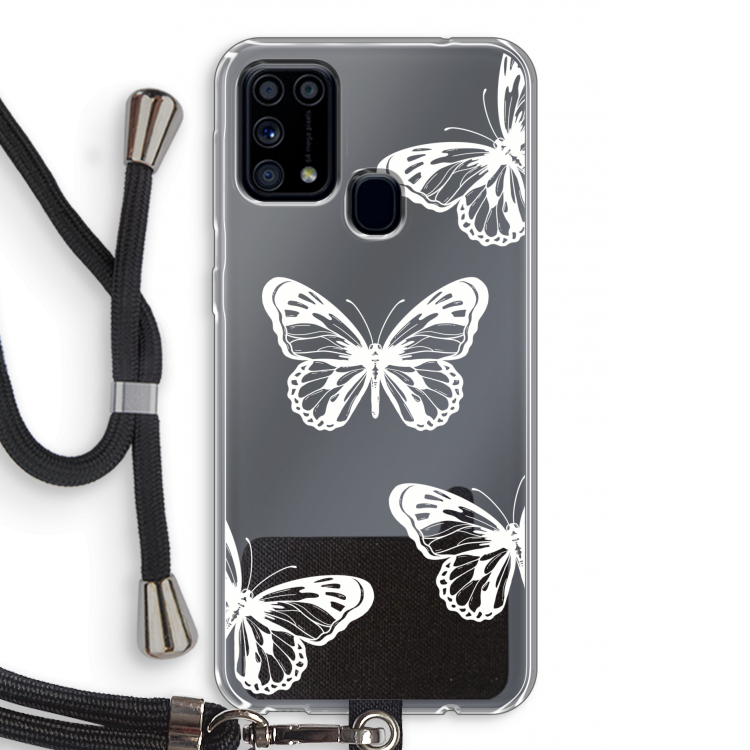 White butterfly: Samsung Galaxy M31 Transparant Hoesje met koord