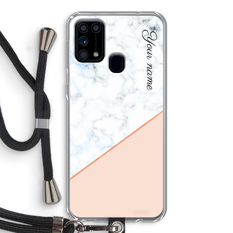 Marmer in stijl: Samsung Galaxy M31 Transparant Hoesje met koord