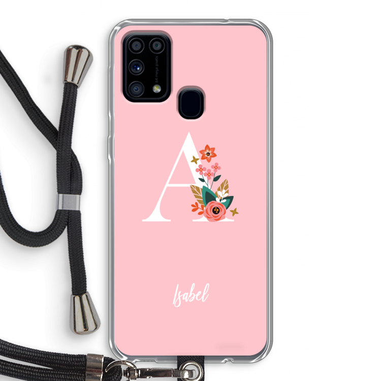 Pink Bouquet: Samsung Galaxy M31 Transparant Hoesje met koord