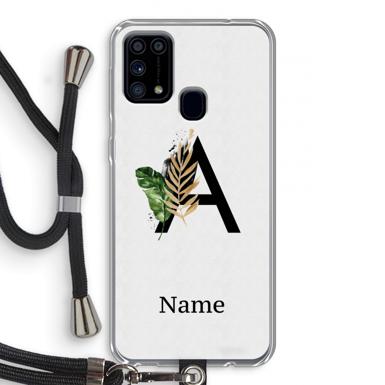 Charcoal Flora: Samsung Galaxy M31 Transparant Hoesje met koord