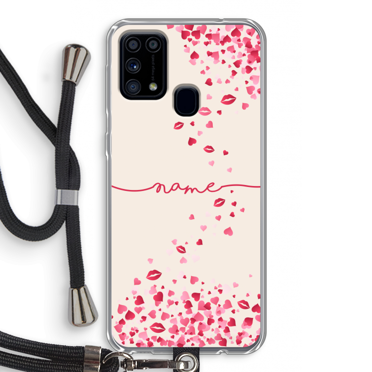 Hartjes en kusjes: Samsung Galaxy M31 Transparant Hoesje met koord