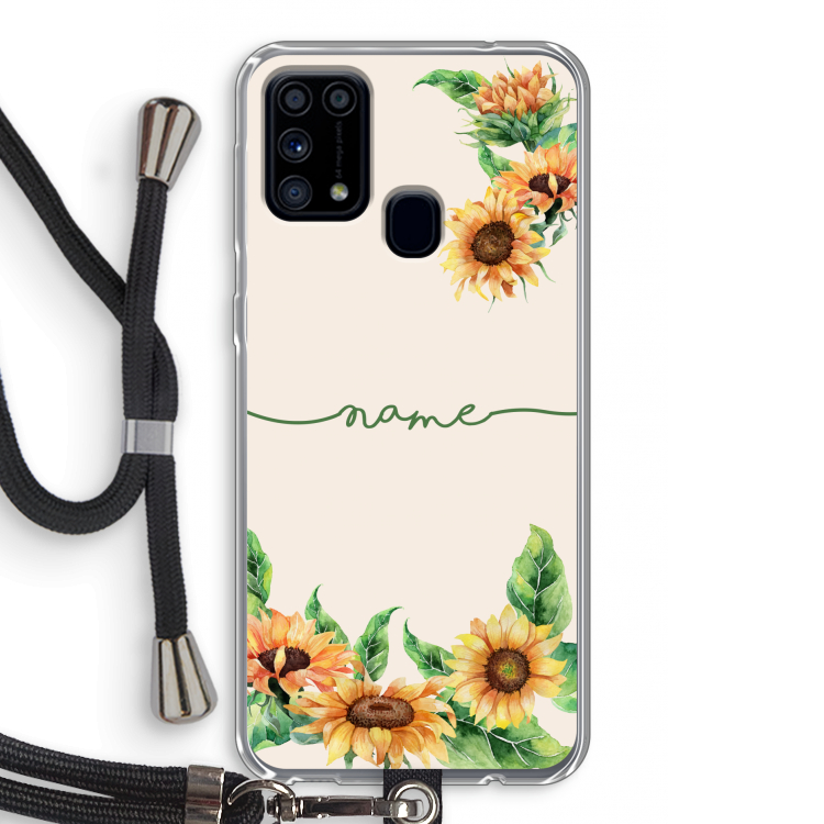 Zonnebloemen: Samsung Galaxy M31 Transparant Hoesje met koord