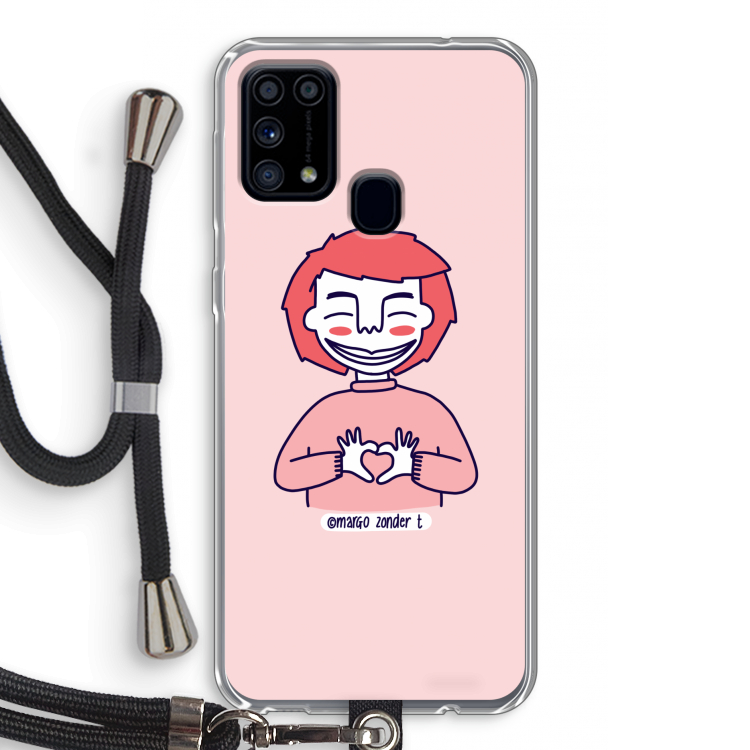 Hartje: Samsung Galaxy M31 Transparant Hoesje met koord