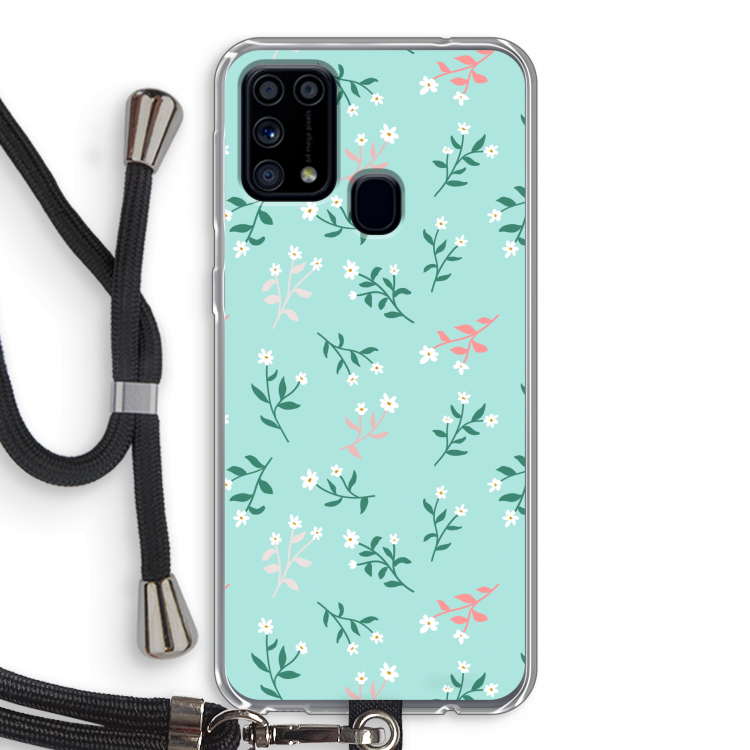 Small white flowers: Samsung Galaxy M31 Transparant Hoesje met koord