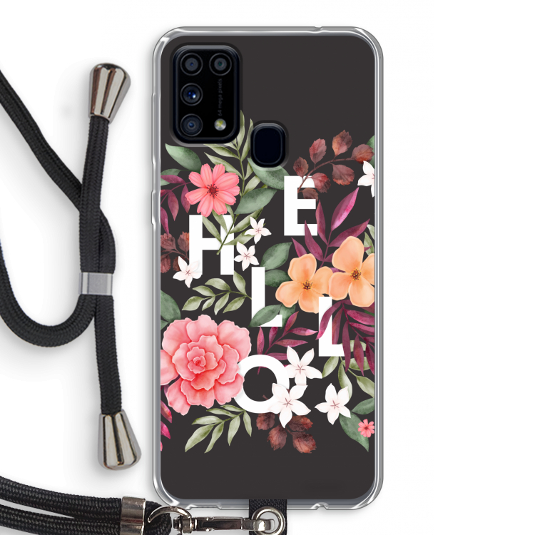 Hello in flowers: Samsung Galaxy M31 Transparant Hoesje met koord