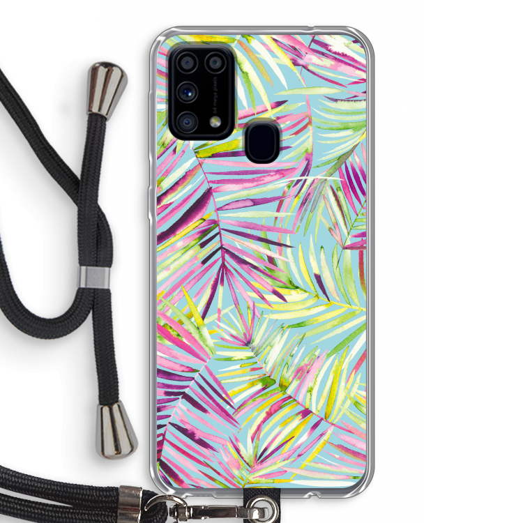 Tropical Palms Blue: Samsung Galaxy M31 Transparant Hoesje met koord